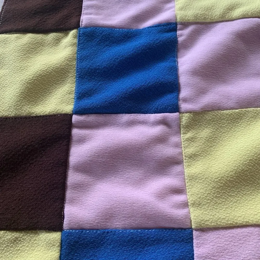 Vintage 70's Handmade Patchwork Quilt Crib Lap Polyester 38